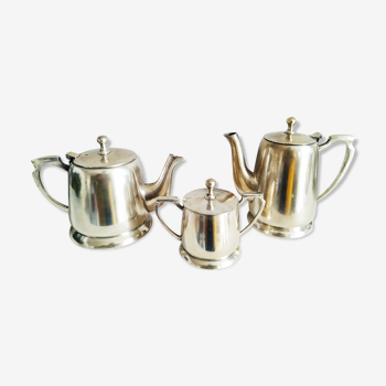 Coffee pot, teapot, sugar bowl and art deco milk pot
