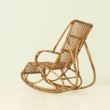 Fauteuil à bascule en bambou des années 1960's, Espagne.