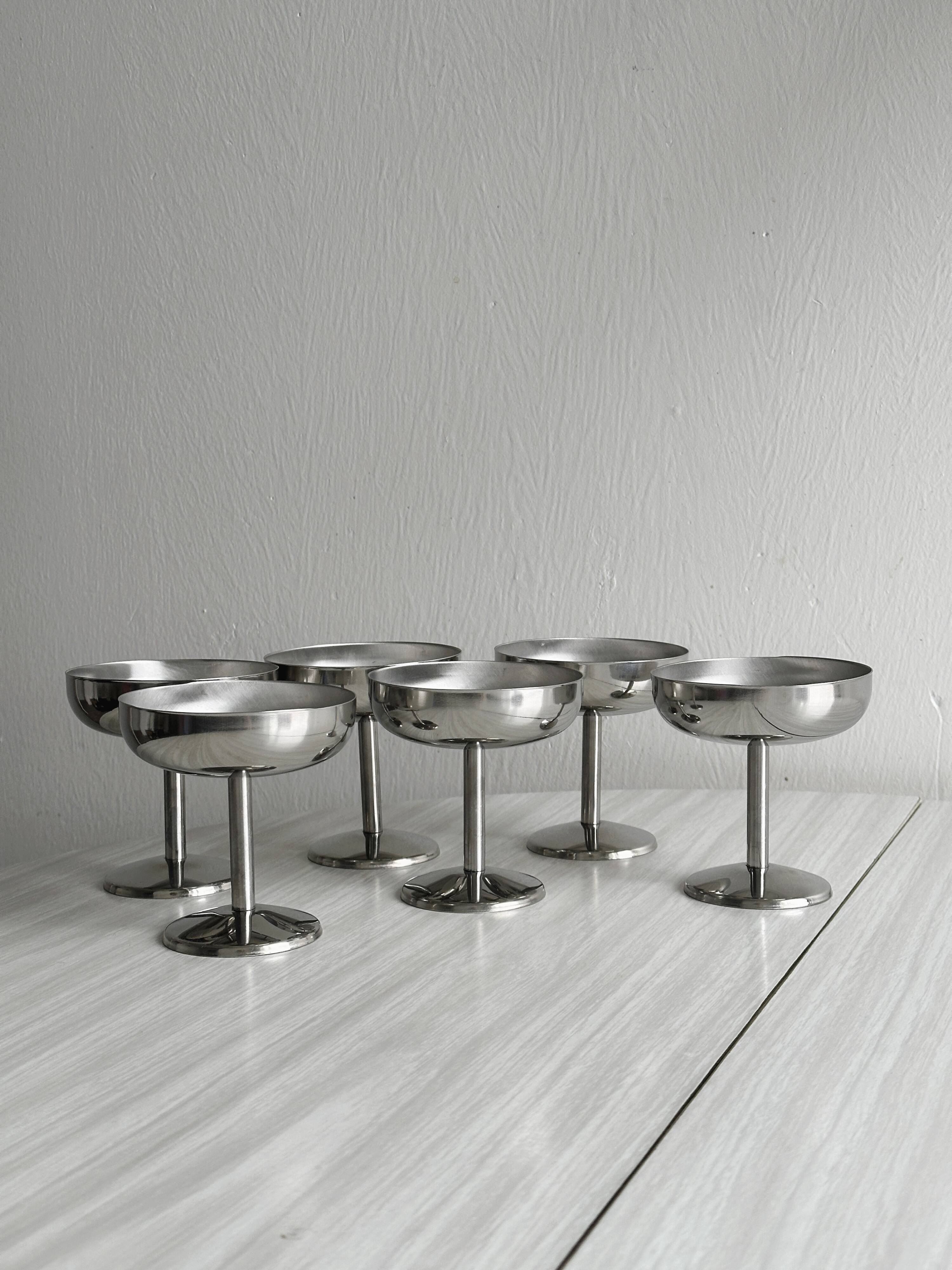Lot de 6 coupelles à glace sur pied en inox - Remy Letang | Selency