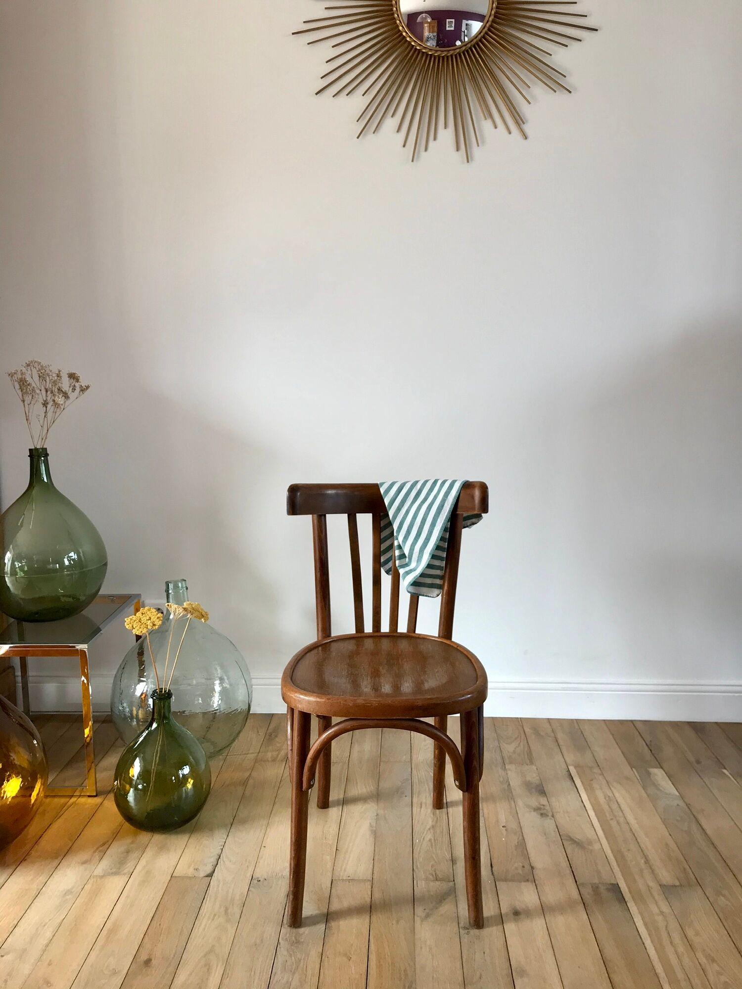 Pair of Baumann curved wood bistro chairs early twentieth century
