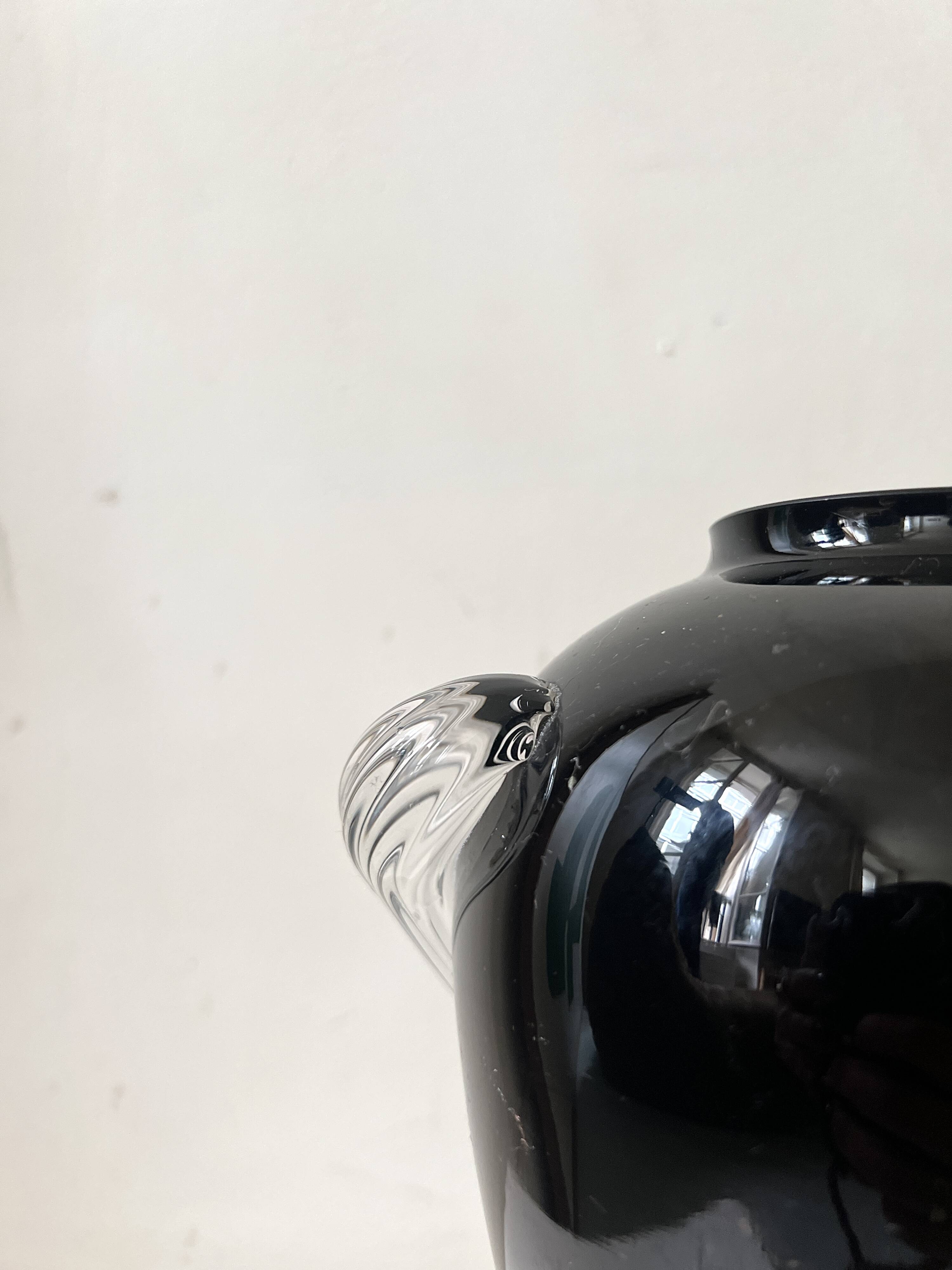Large mouth-blown glass vase (black amethyst)
