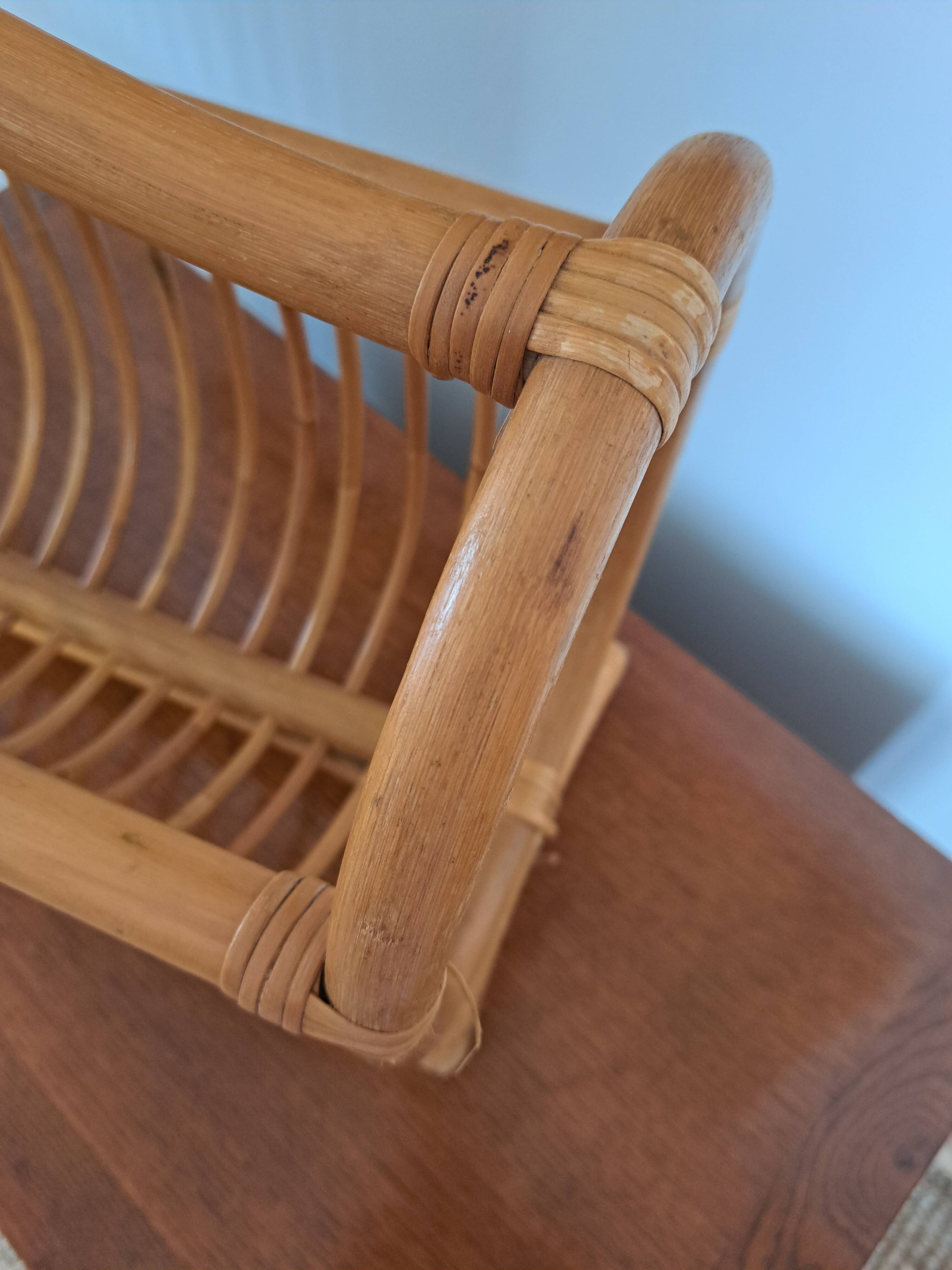 Vintage rattan magazine rack