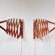 Pair of teak scissor wall lights, Scandinavian style, 1960s