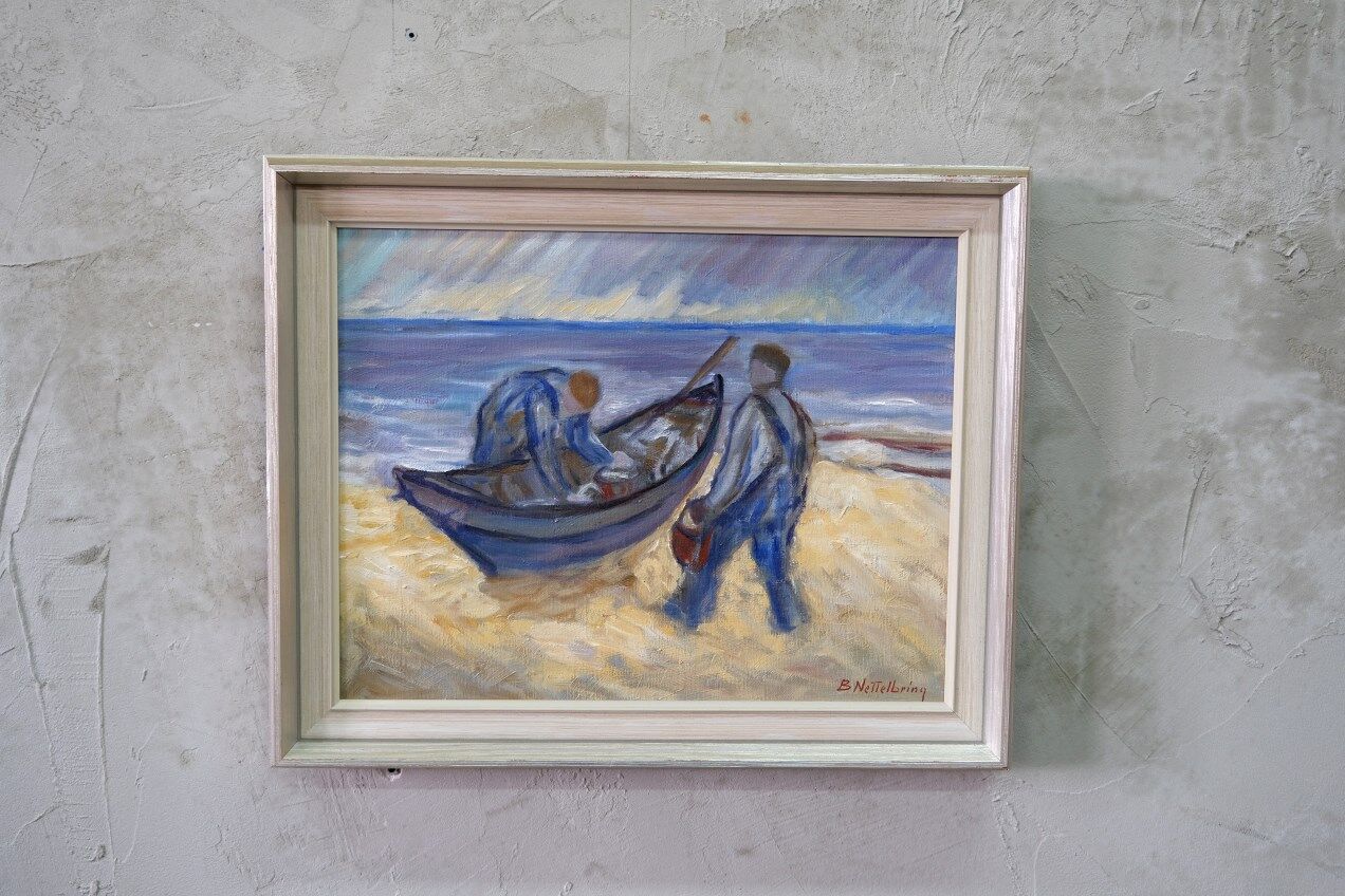 Swedish modern painting, 1970s Börje Nettelbring (1913-1986). oil on canvas. framed.