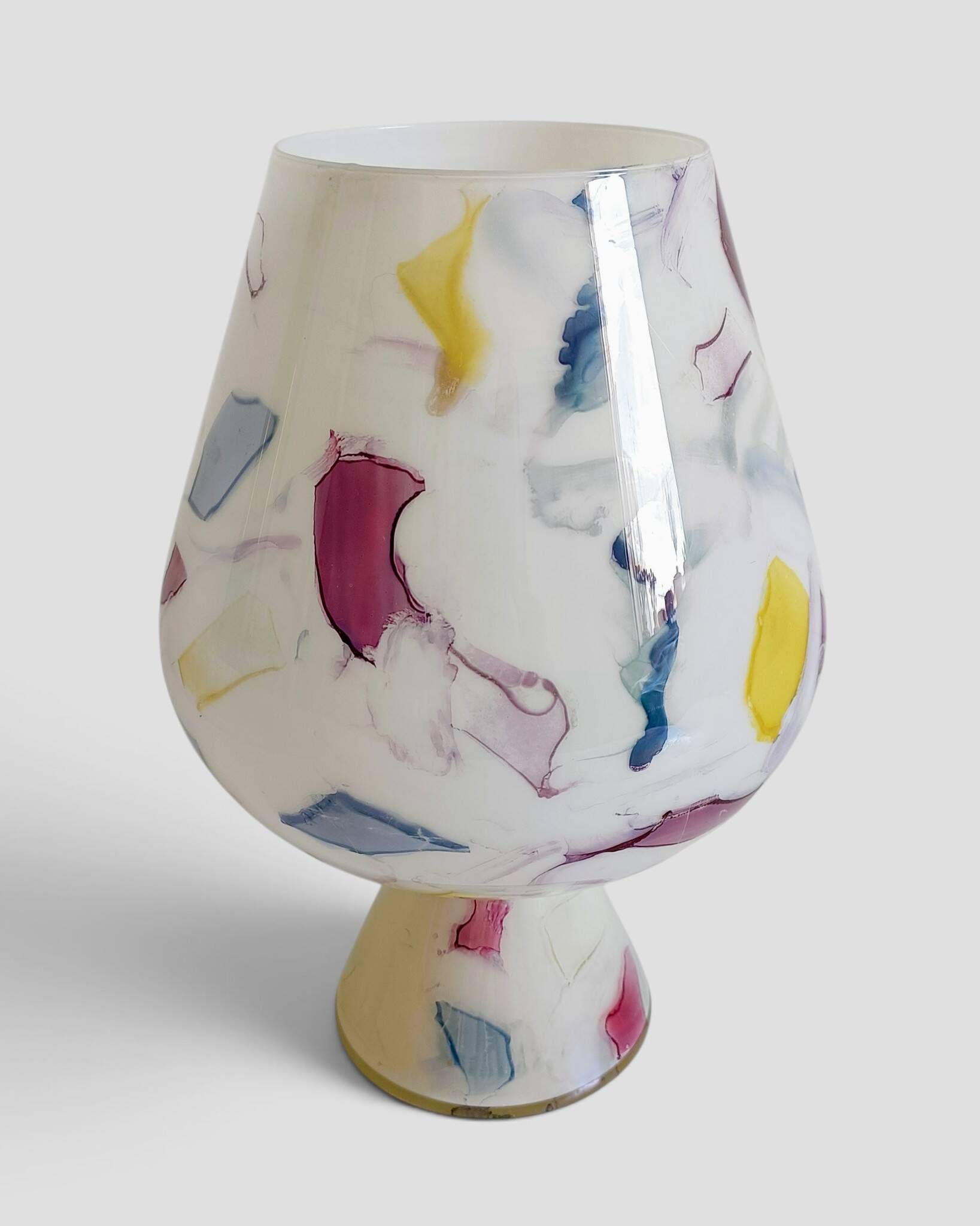Postmodern Italian Murano Art Glass Chalice, Abstract Decoration, 1980s