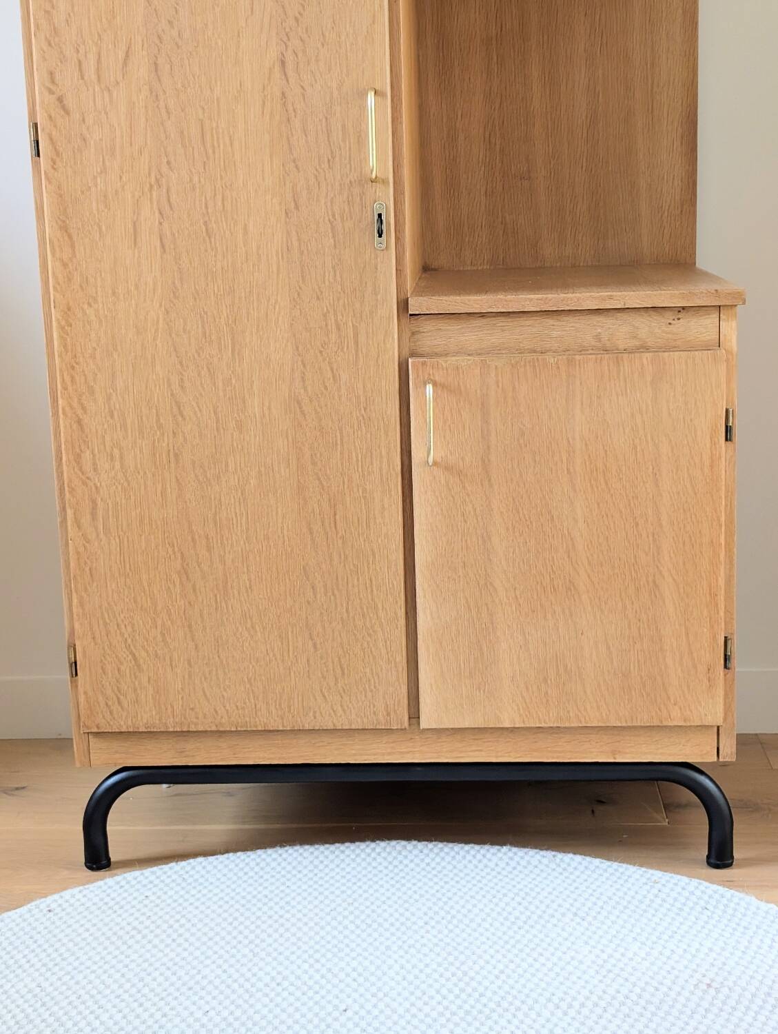 Renovated vintage 1950s oak boarding school wardrobe