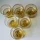 6 old art deco yellow cut glass liqueur glasses