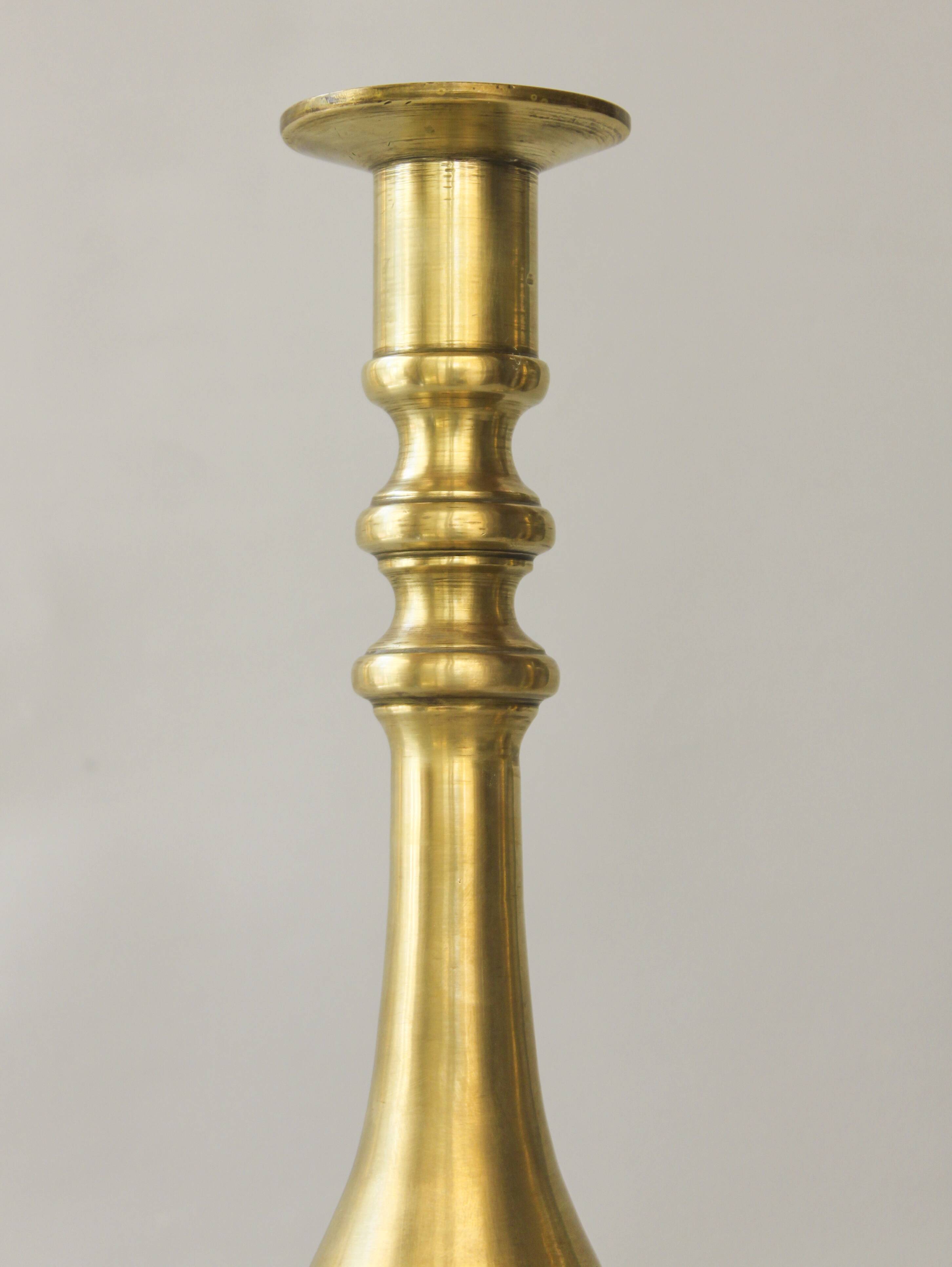 Large antique bronze candelabras. Unique pair. Candle holders.