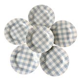 Set of 6 flat plates digoin sarreguemines model "scottish" sky blue 40s-50s