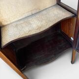 vintage wooden display cabinet with curved glass