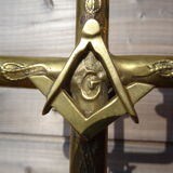 Masonic chandelier with 3 branches in bronze