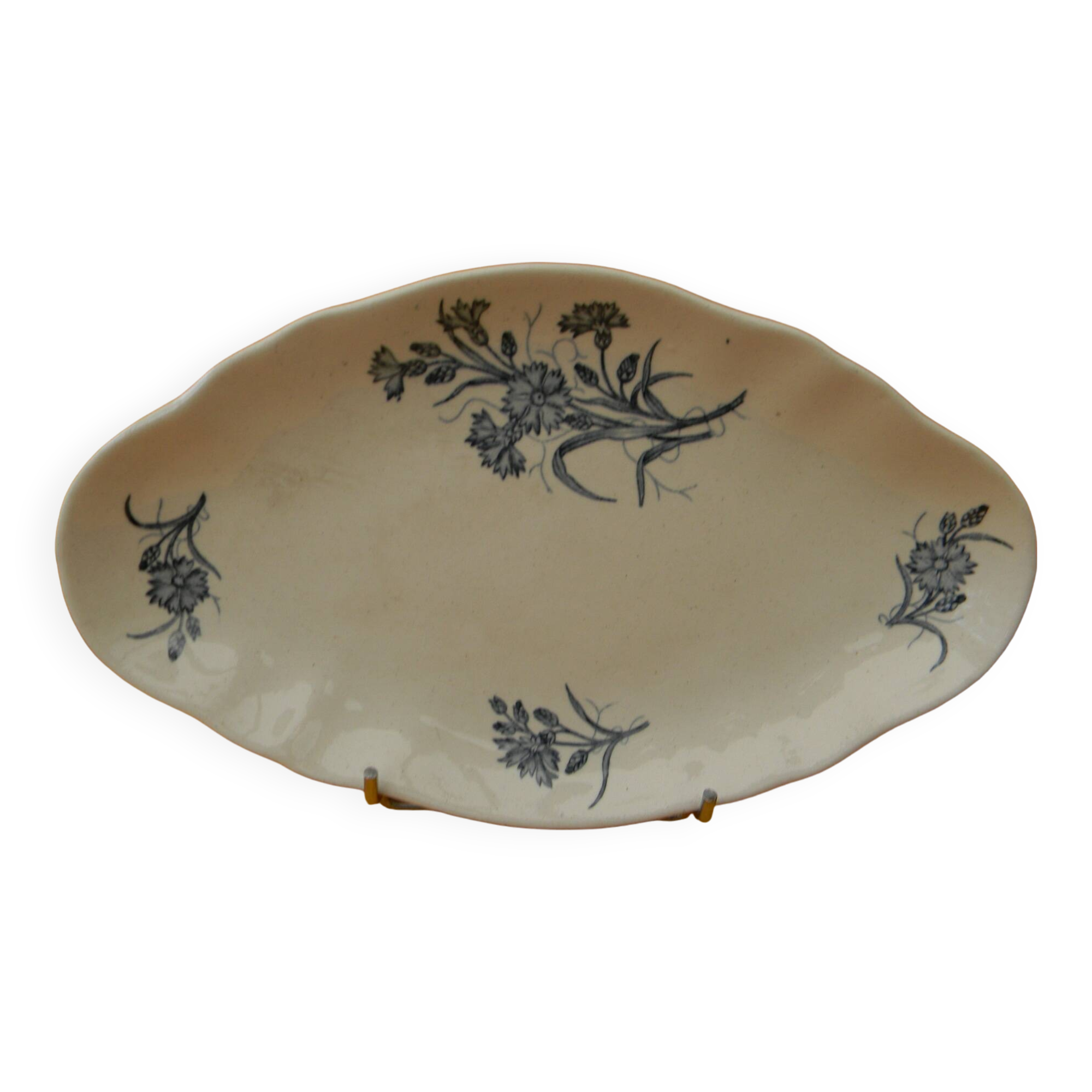 Longchamp earthenware dish cornflower decoration