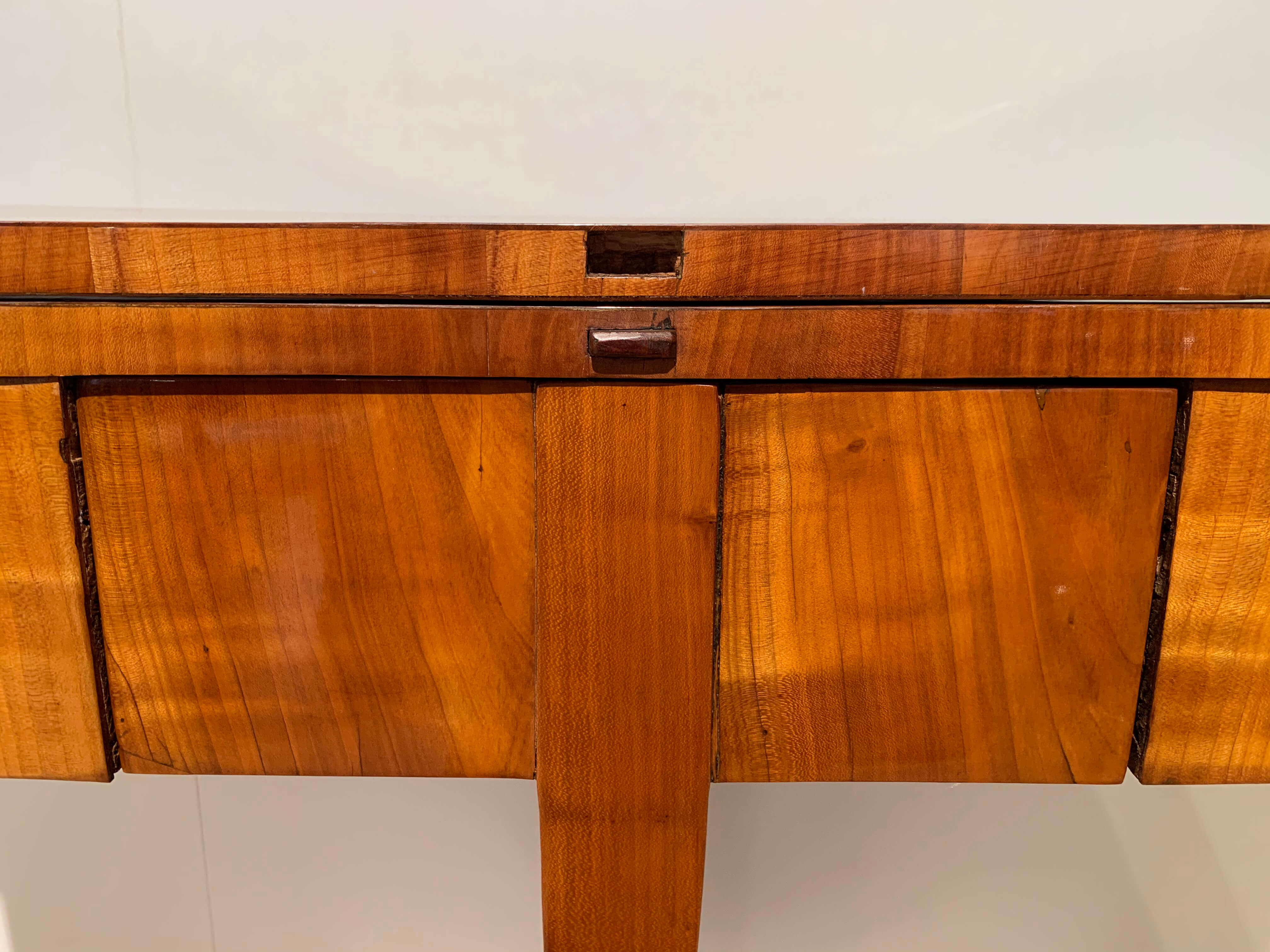 Biedermeier demi-lune fold-out table, cherry veneer, south germany, circa 1820