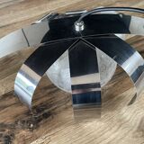 Chrome metal/glass chandelier pendant light from the 70s