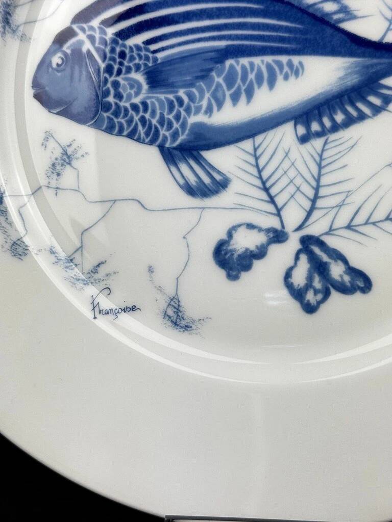 Service of 6 stylised fish dinner plates – Jammet Seignolles