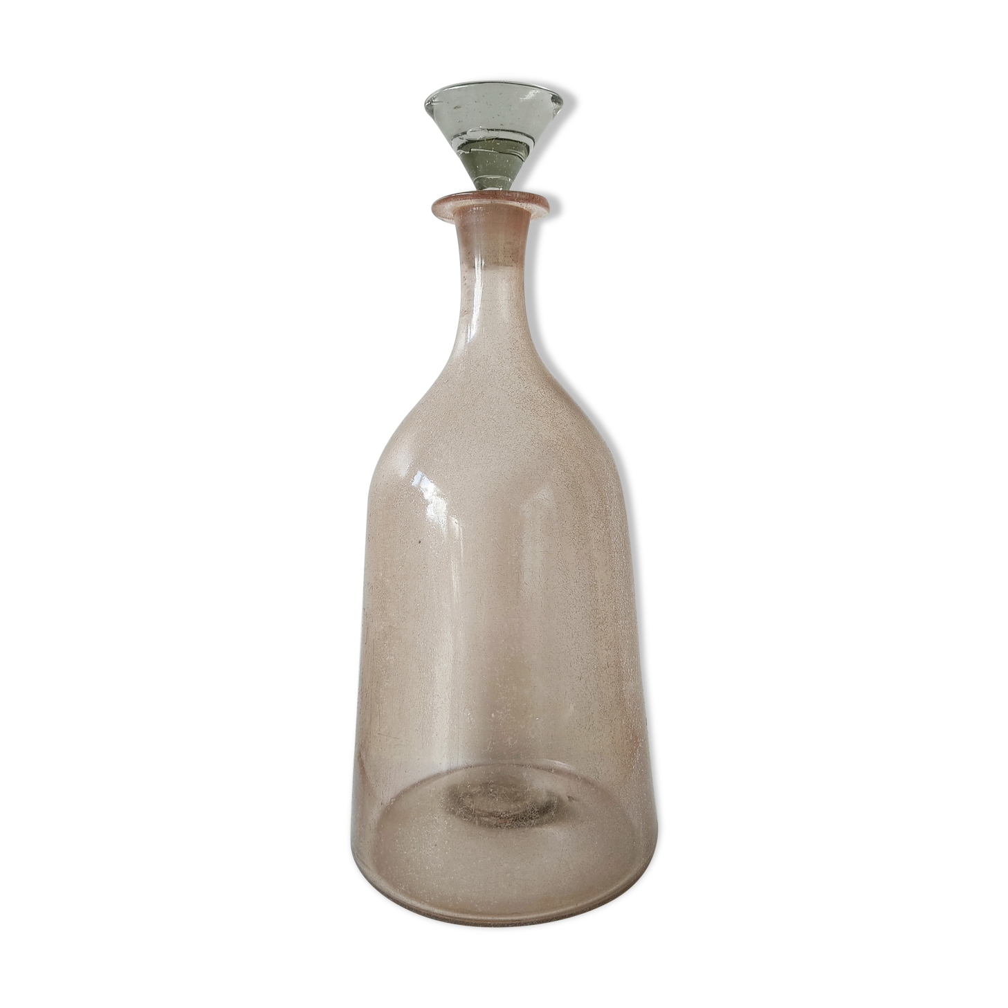 Frosted pale pink glass carafe 29 cm