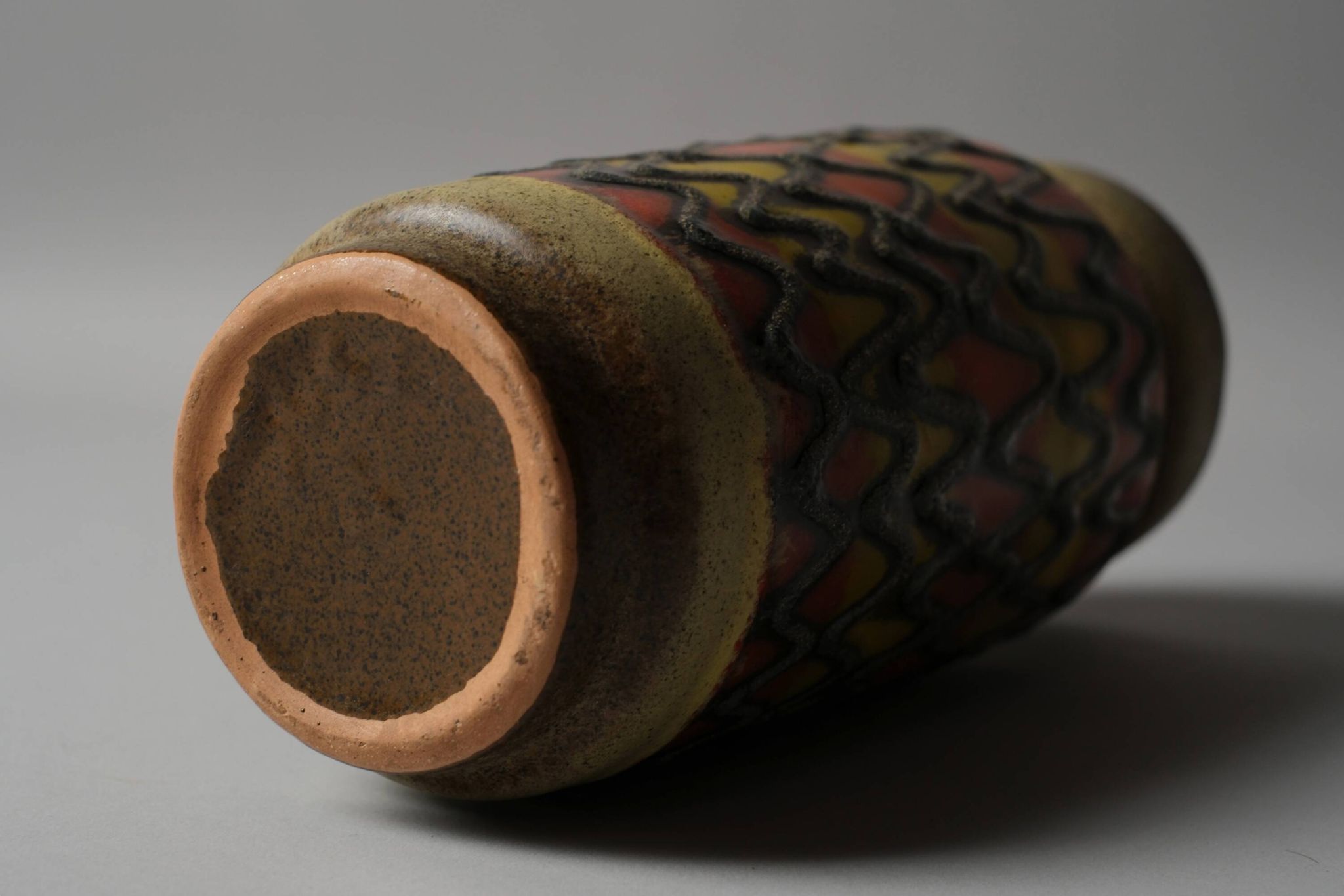 Vase fat lava VEB Haldensleben, zigzag, Allemagne de l'Est, années 1960