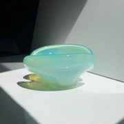Vintage Murano uranium glass ashtray / vide poche, sommerso glass