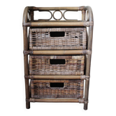 Chiffonnier rotin osier 3 tiroirs meuble rangement vintage