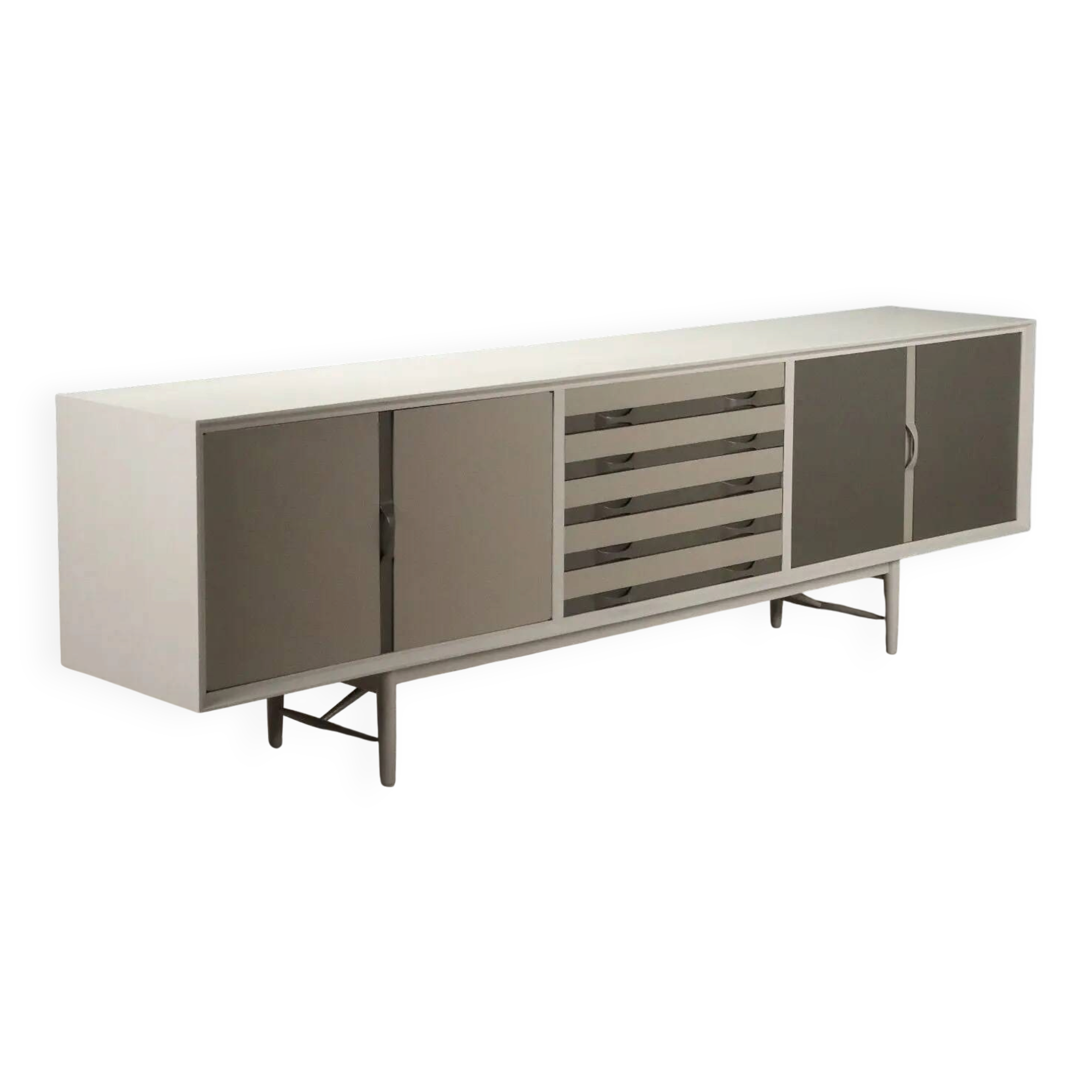 Vintage enfilade Prisma in painted teak, 1960s.
