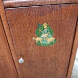 Vintage wooden doll wardrobe Art Deco