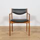 Fauteuil vintage en teck et cuir, Danemark, 1960