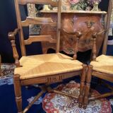 Pair of solid walnut armchairs in Provençal style