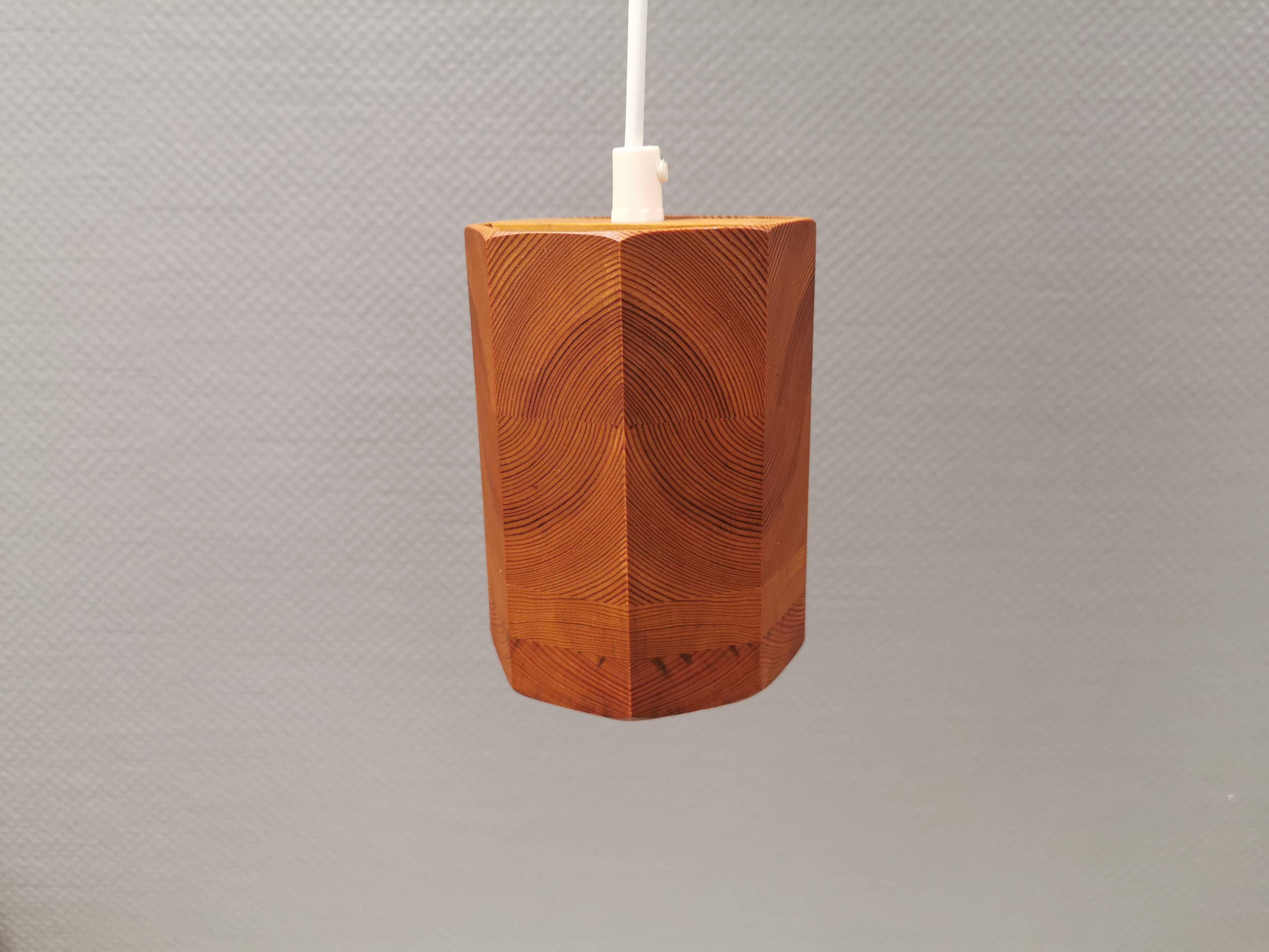 Small pine hanging lamp, swedish 1970-80s