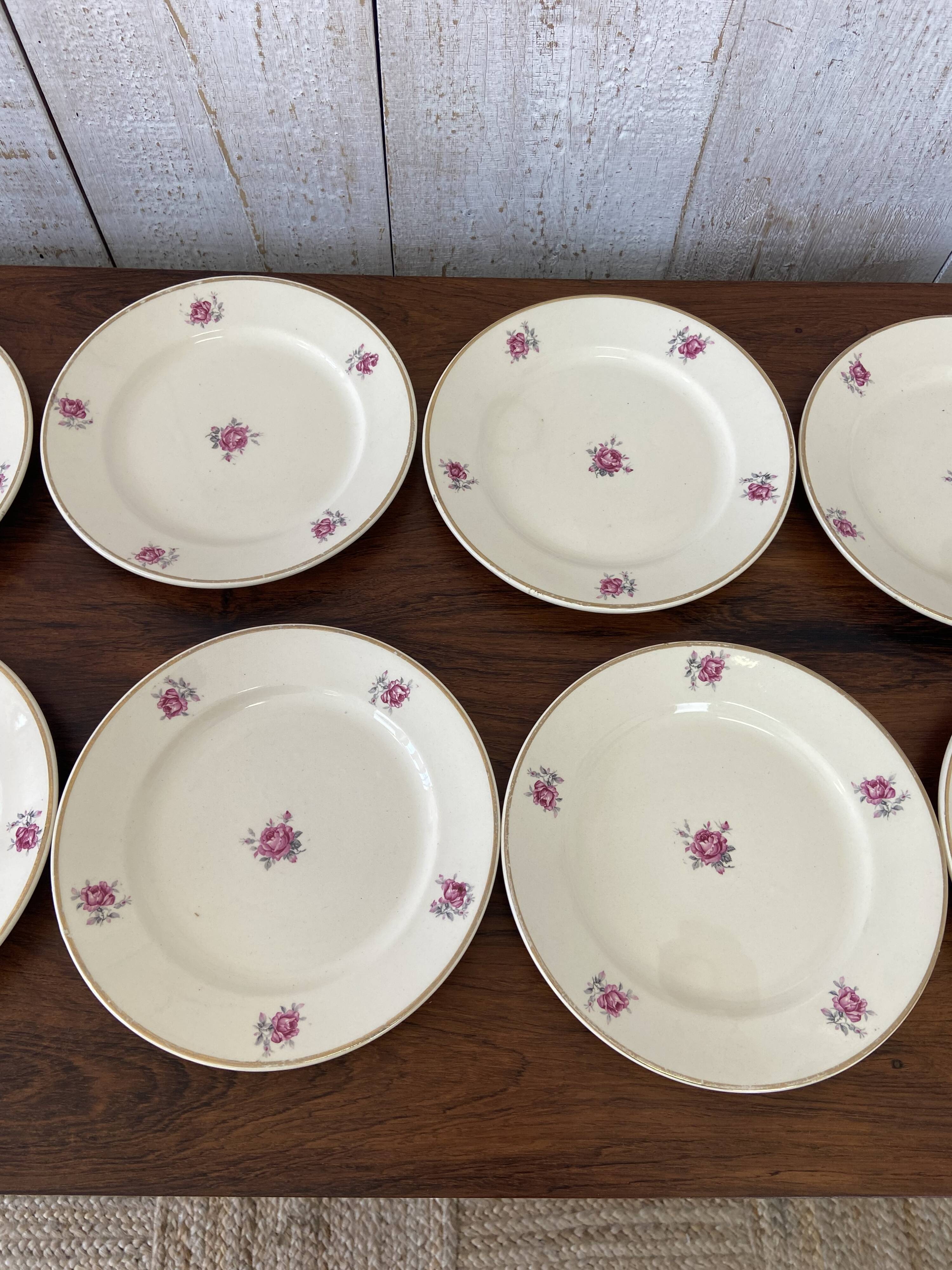 10 plates, 20cm diameter, "Rose" pattern