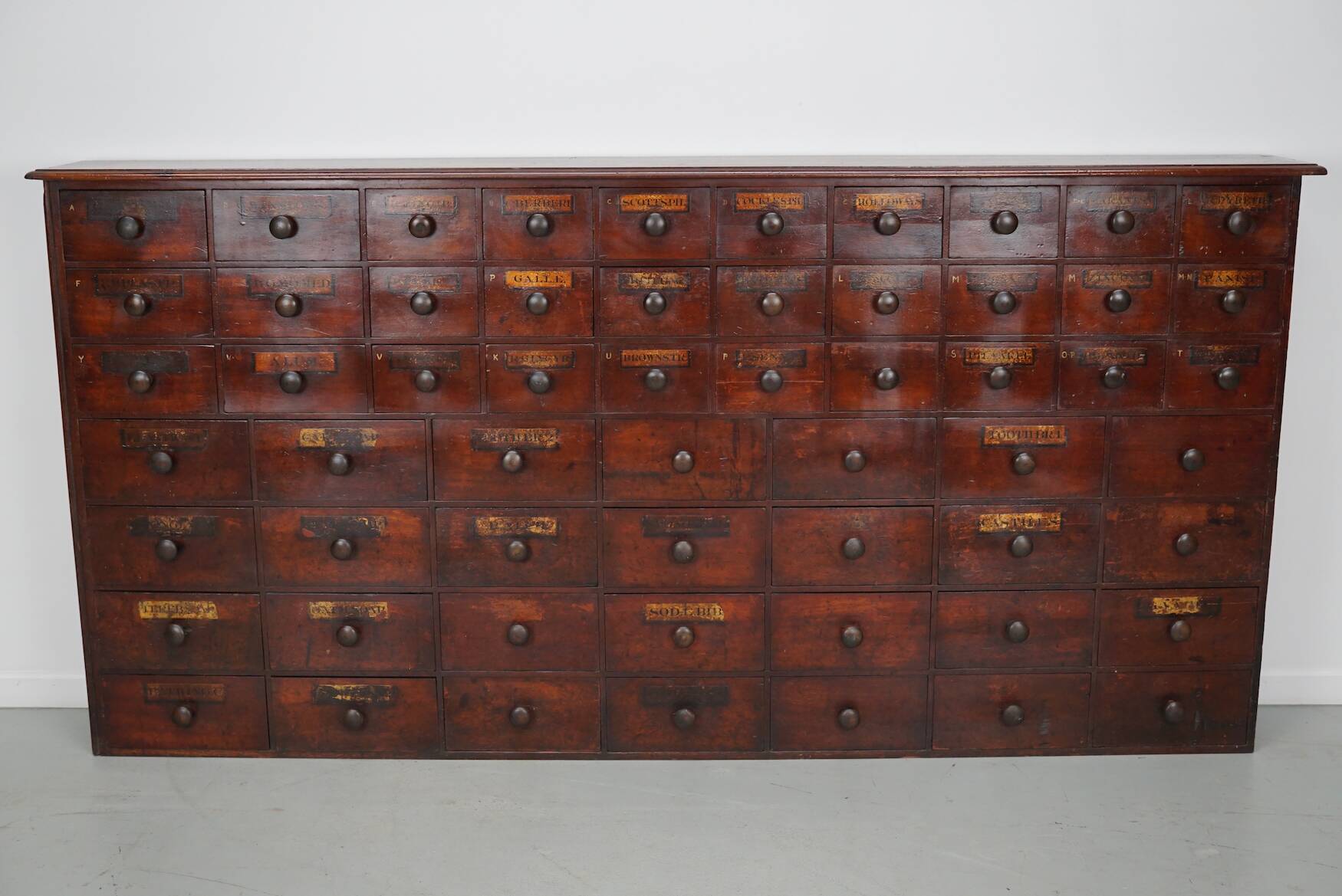 Antique Hardwood Apothecary Cabinet / Bank of Drawers, England, 19th Centur
