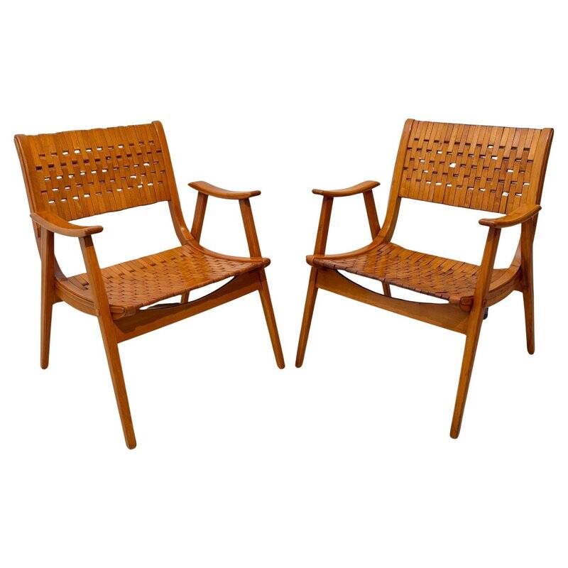 Fauteuils Gelenka en bois de hêtre massif, Allemagne, 1950, ensemble de 2