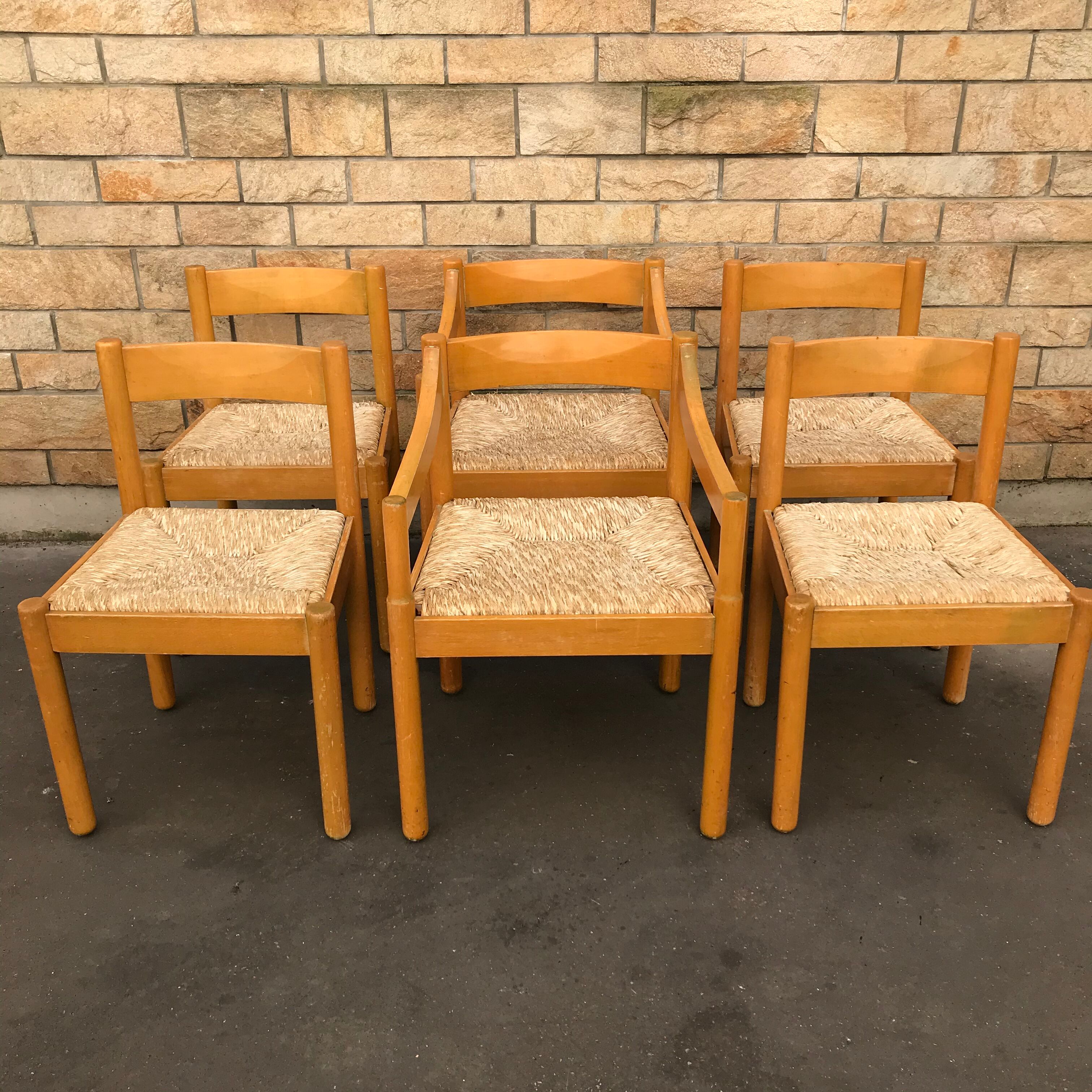 Set of 4 chairs Carimate by Vico Magistretti, Cassina 1960