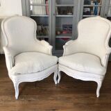 Pair of shepherdesses chalk linen fabric