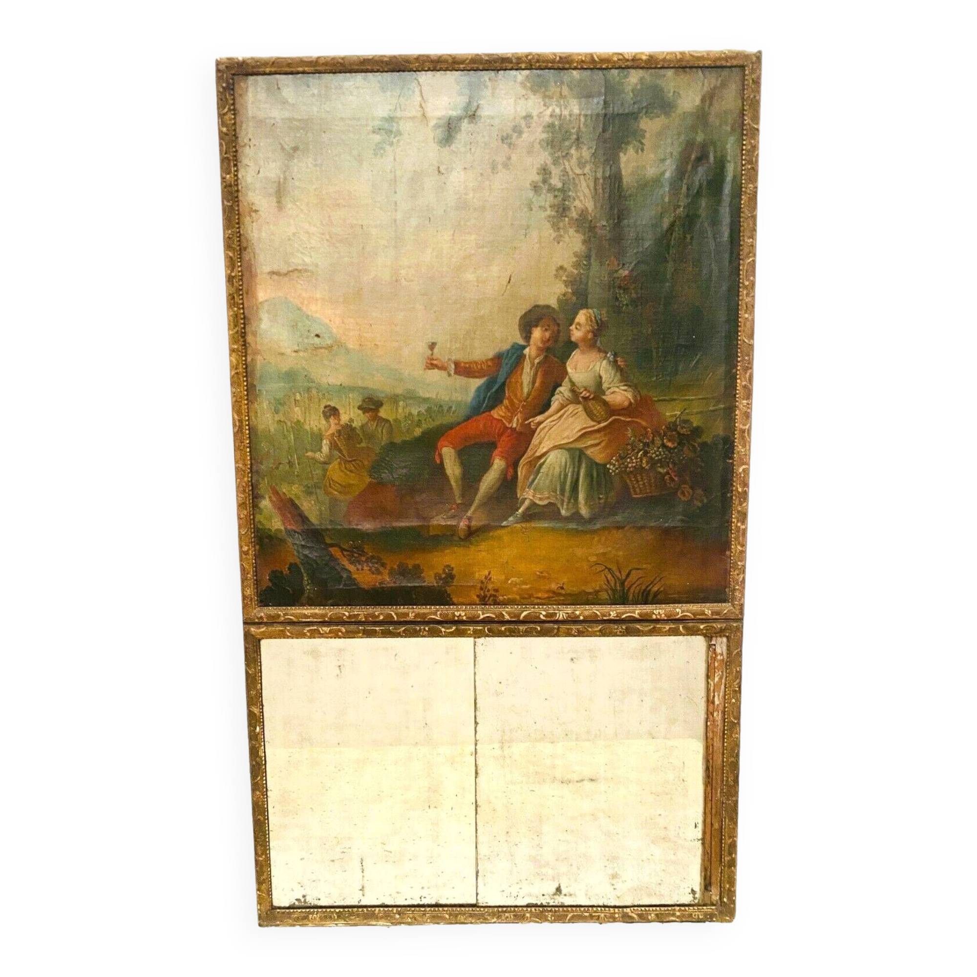 Louis XV style trumeau in carved wood 19th century