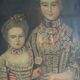 Portrait femme et fille huile sur toile encadrée, XIXe