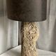 Brutalist vintage stone lamp from the 1970s, raw art.
