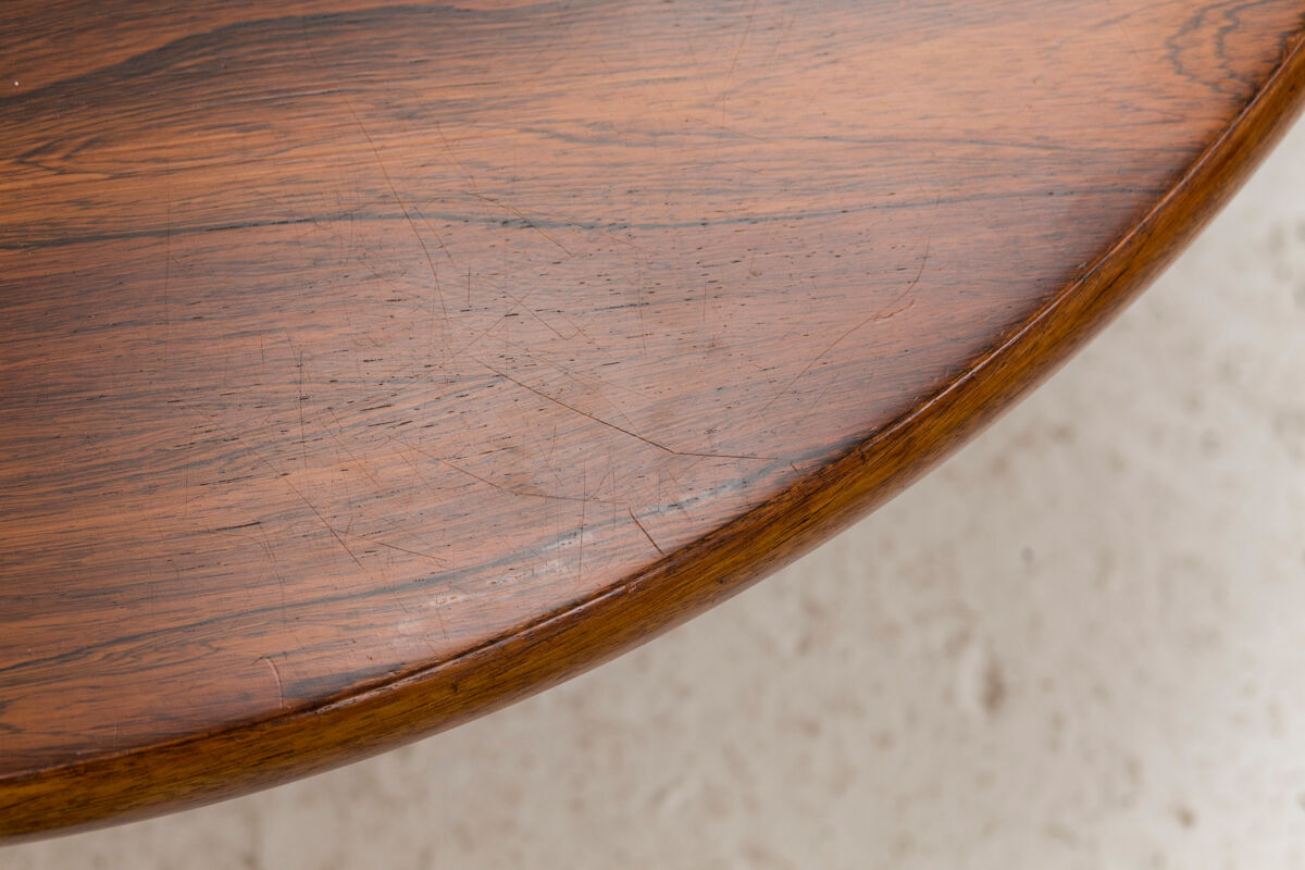 Table basse ronde en palissandre Danemark années 1960