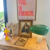 Tableau jeune femme au chalet bleu