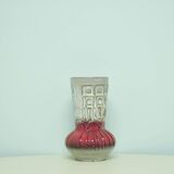 Vintage grey & red west germany vase carstens