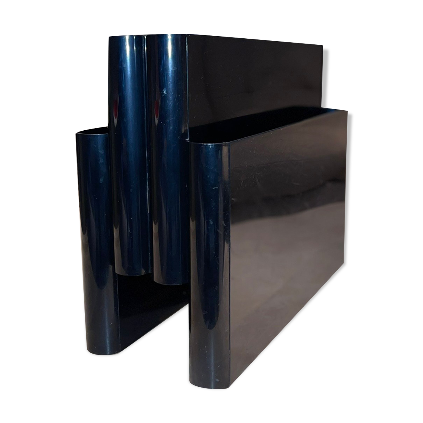 Black magazine holder "Kartell" by Giotto Stoppino, Italy 1970