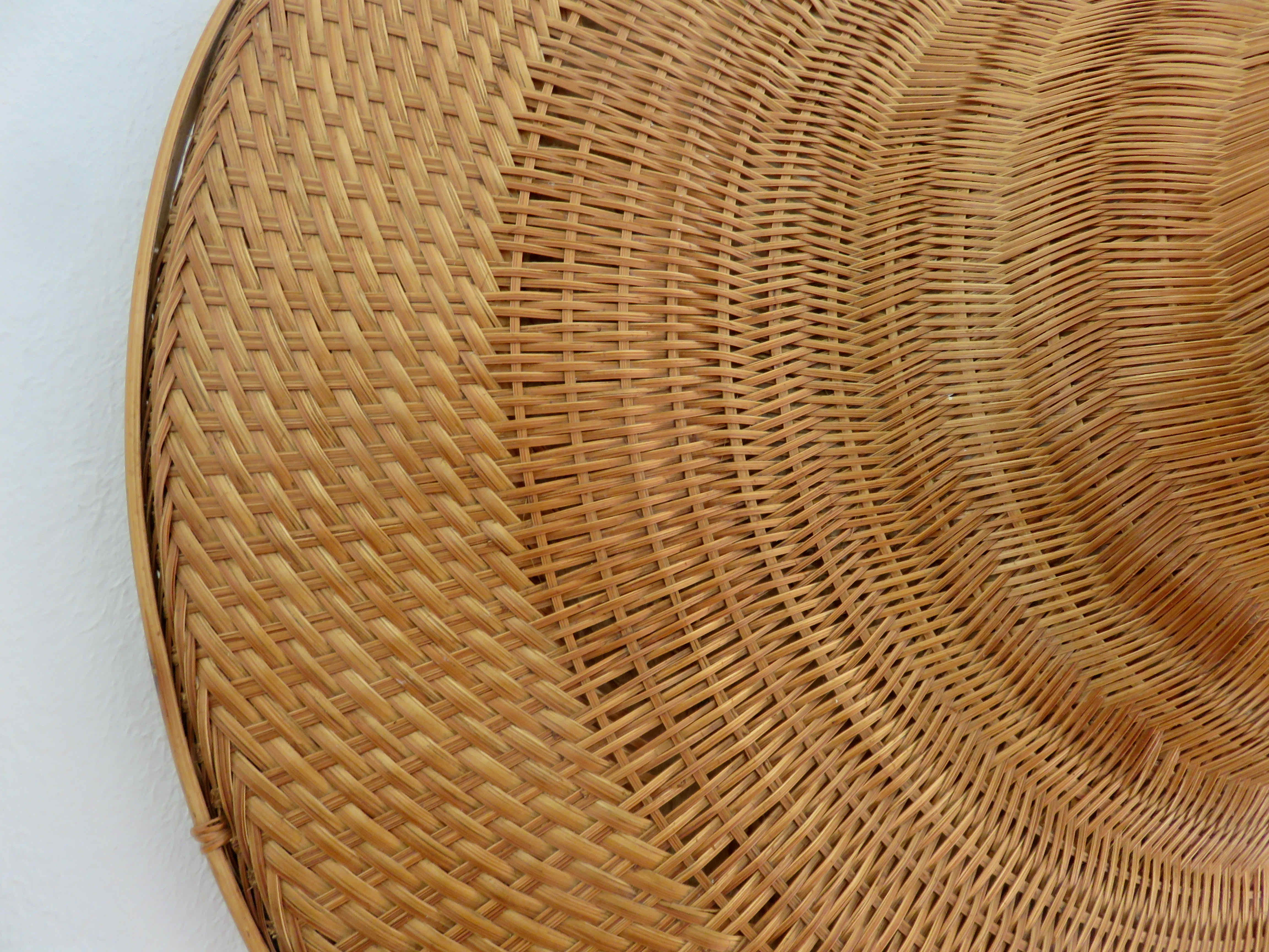 Asian braided wicker hat 70s