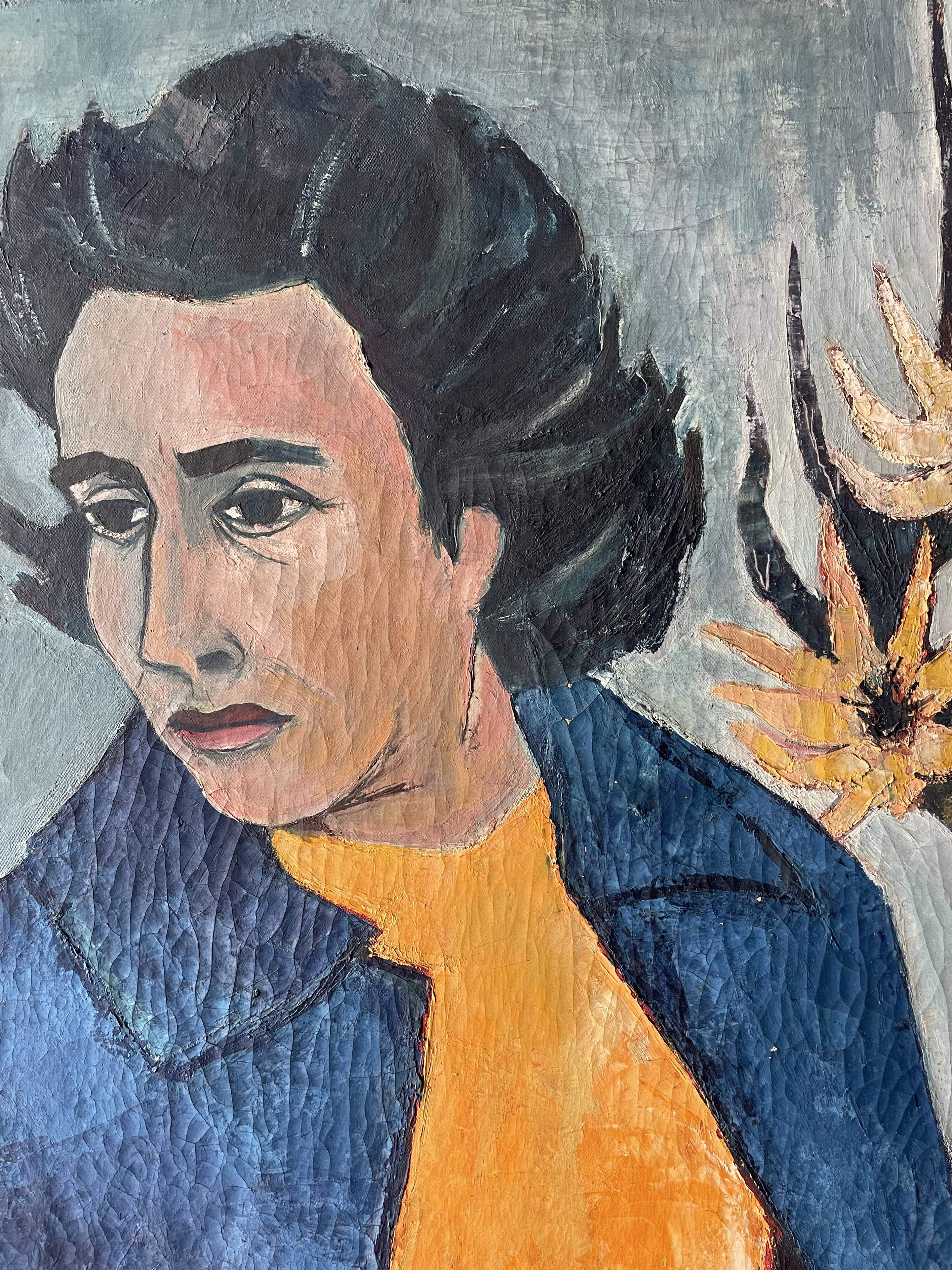 Female portrait – Modernist painting from the 1950s – School of Paris – Jean Be