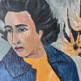 Female portrait – Modernist painting from the 1950s – School of Paris – Jean Be