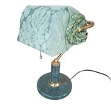 Lampada da Scrivania Vintage in Marmo Verde e Ottone Pezzo Unico Artigianal