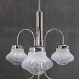 1960s Chrome Plated Chandelier with Murano Glass,  Italy
