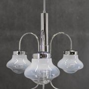 1960s Chrome Plated Chandelier with Murano Glass,  Italy