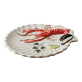 Vintage ceramic serving dish from the 1980s, hand-painted lobster design.