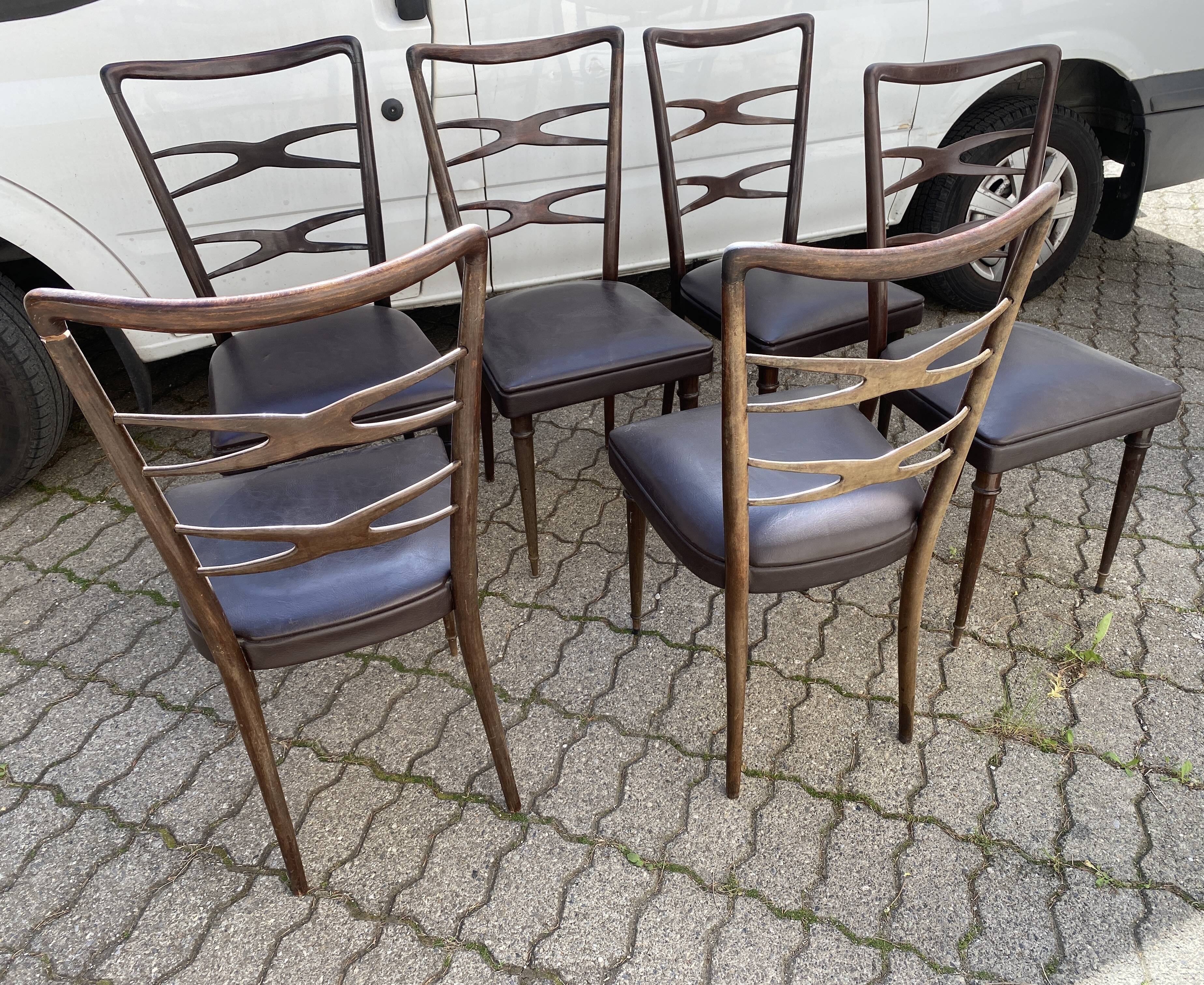 6 chairs meclchiorre bega for ponti circa 60s
