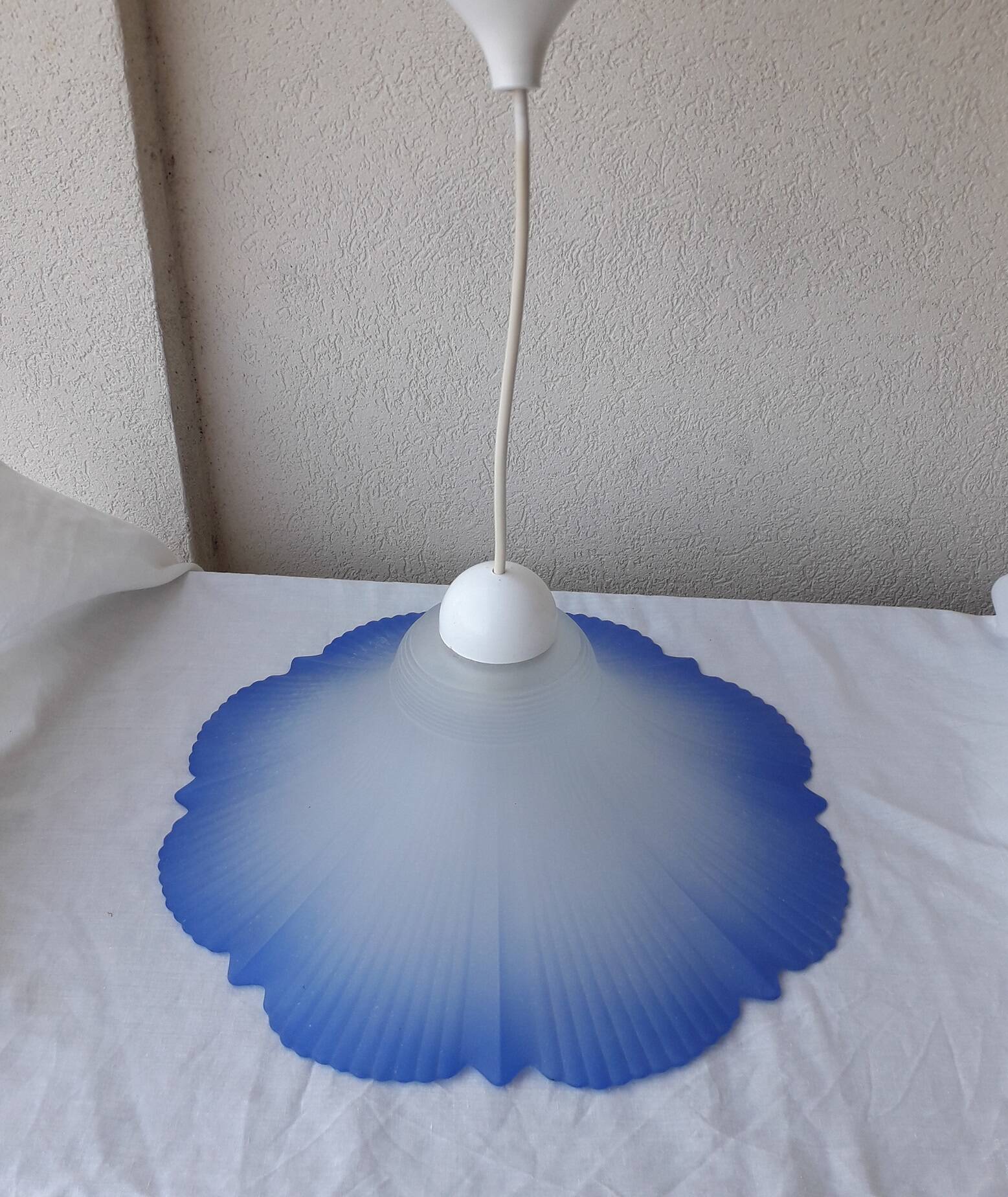 Blue glass pendant light