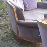 Sofa Voltaire rounded purple velvet